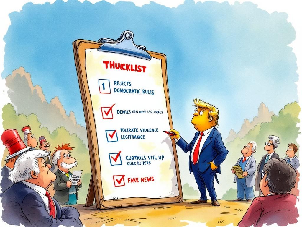 Trumpy-Wumpy checking all four authoritarian boxes on the Levitsky-Ziblatt litmus test