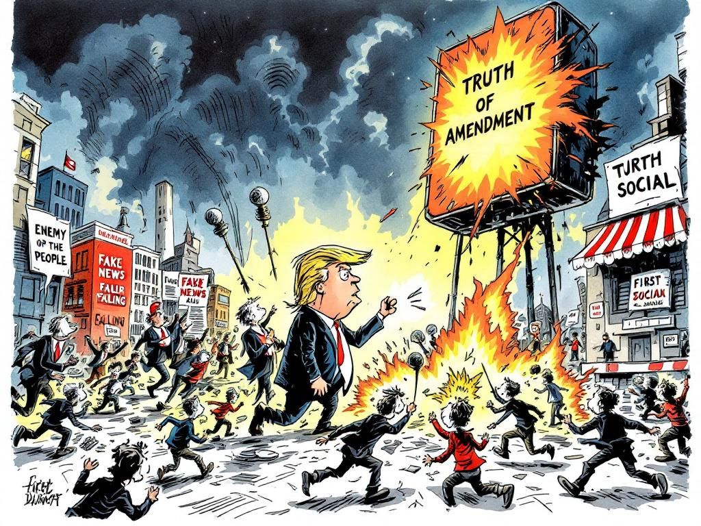 Trumpy-Wumpy attacking the free press, echoing global authoritarian pattern